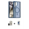 MARSİLYAN™- Galaxy S24 Ultra Kılıf Siluet Minimal Prime - Siyah Durable Full Glue Curved Cam + Bilvis Titan Kamera Lens - GD