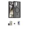 MARSİLYAN™- Galaxy S24 Ultra Kılıf Siluet Minimal Prime - Siyah Durable Full Glue Curved Cam + Bilvis Titan Kamera Lens - DNMR