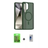 MARSİLYAN™- Galaxy S24 Ultra Kılıf Siluet Minimal Prime - Siyah Durable Full Glue Curved Cam + Mor Raze Metal Kamera Lens