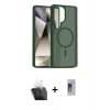 MARSİLYAN™- Galaxy S24 Ultra Kılıf Siluet Minimal Prime - Siyah Durable Full Glue Curved Cam + Kamera Lens Koruma Cam - SF