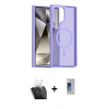 MARSİLYAN™- Galaxy S24 Ultra Kılıf Siluet Minimal Prime - Siyah Durable Full Glue Curved Cam + Kamera Lens Koruma Cam - SF
