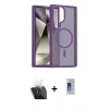 MARSİLYAN™- Galaxy S24 Ultra Kılıf Siluet Minimal Prime - Siyah Durable Full Glue Curved Cam + Kamera Lens Koruma Cam - SF