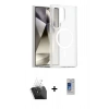 MARSİLYAN™- Galaxy S24 Ultra Kılıf Siluet Minimal Prime - Siyah Durable Full Glue Curved Cam + Kamera Lens Koruma Cam - SF