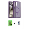 MARSİLYAN™- Galaxy S24 Ultra Kılıf Siluet Minimal Prime - Siyah Durable Full Glue Curved Cam + Raze Metal Kamera Lens - SH