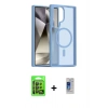 MARSİLYAN™- Galaxy S24 Ultra Kılıf Siluet Minimal Prime - Siyah Durable Full Glue Curved Cam + Raze Metal Kamera Lens - SH