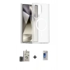MARSİLYAN™- Galaxy S24 Ultra Kılıf Siluet Minimal Prime - Siyah Durable Full Glue Curved Hayalet Cam + Bilvis Titan Kamera Lens - GD