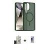 MARSİLYAN™- Galaxy S24 Ultra Kılıf Siluet Minimal Prime - Siyah Durable Full Glue Curved Hayalet Cam + Bilvis Titan Kamera Lens - SH