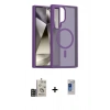 MARSİLYAN™- Galaxy S24 Ultra Kılıf Siluet Minimal Prime - Siyah Durable Full Glue Curved Hayalet Cam + Bilvis Titan Kamera Lens - GD