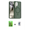MARSİLYAN™- Galaxy S24 Ultra Kılıf Siluet Minimal Prime - Siyah Durable Full Glue Curved Hayalet Cam + Gümüş Raze Metal Kamera Lens