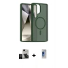 MARSİLYAN™- Galaxy S24 Ultra Kılıf Siluet Minimal Prime - Siyah Durable Full Glue Curved Hayalet Cam + PVD Metal Kamera Lens - SH