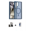 MARSİLYAN™- Galaxy S24 Ultra Kılıf Siluet Minimal Prime - Siyah Durable Full Glue Curved Hayalet Cam + PVD Metal Kamera Lens - GD