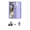 MARSİLYAN™- Galaxy S24 Ultra Kılıf Siluet Minimal Prime - Siyah Durable Full Glue Curved Hayalet Cam + PVD Metal Kamera Lens - GD