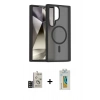 MARSİLYAN™- Galaxy S24 Ultra Kılıf Siluet Minimal Prime - Siyah Polymer Nano Ekran Koruyucu + Bilvis Titan Kamera Lens - SH