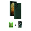 MARSİLYAN™- Galaxy S24 Ultra Kılıf Vadi Çizgi Prime - Siyah 360 Mat Full Body Arka Koruyucu + Raze Metal Kamera Lens - SI