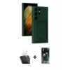 MARSİLYAN™- Galaxy S24 Ultra Kılıf Vadi Çizgi Prime - Siyah 360 Mat Full Body Arka Koruyucu + Kamera Lens Koruma Cam - SF