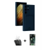 MARSİLYAN™- Galaxy S24 Ultra Kılıf Vadi Çizgi Prime - Siyah 360 Mat Full Body Arka Koruyucu + Kamera Lens Koruma Cam - SF