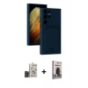MARSİLYAN™- Galaxy S24 Ultra Kılıf Vadi Çizgi Prime - Siyah Bilvis Hayalet Cam Ekran Koruyucu + Bilvis Titan Kamera Lens - SH