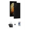 MARSİLYAN™- Galaxy S24 Ultra Kılıf Vadi Çizgi Prime - Siyah Durable Full Glue Curved Cam + Kamera Lens Koruma Cam - SF
