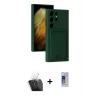 MARSİLYAN™- Galaxy S24 Ultra Kılıf Vadi Çizgi Prime - Siyah Durable Full Glue Curved Cam + Kamera Lens Koruma Cam - SF