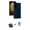 MARSİLYAN™- Galaxy S24 Ultra Kılıf Vadi Çizgi Prime - Siyah Durable Full Glue Curved Cam + Kamera Lens Koruma Cam - SF