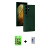 MARSİLYAN™- Galaxy S24 Ultra Kılıf Vadi Çizgi Prime - Siyah Durable Full Glue Curved Hayalet Cam + Raze Metal Kamera Lens - GI