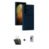 MARSİLYAN™- Galaxy S24 Ultra Kılıf Vadi Çizgi Prime - Siyah Durable Full Glue Curved Hayalet Cam + Kamera Lens Koruma Cam - SF