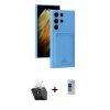 MARSİLYAN™- Galaxy S24 Ultra Kılıf Vadi Çizgi Prime - Siyah Durable Full Glue Curved Hayalet Cam + Kamera Lens Koruma Cam - SF