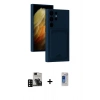 MARSİLYAN™- Galaxy S24 Ultra Kılıf Vadi Çizgi Prime - Siyah Durable Full Glue Curved Hayalet Cam + PVD Metal Kamera Lens - SH