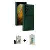 MARSİLYAN™- Galaxy S24 Ultra Kılıf Vadi Çizgi Prime - Siyah Polymer Nano Ekran Koruyucu + Bilvis Titan Kamera Lens - SH