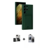 MARSİLYAN™- Galaxy S24 Ultra Kılıf Vadi Çizgi Prime - Siyah Vanessa Magic Hayalet Cam + PVD Metal Kamera Lens - SH