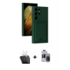 MARSİLYAN™- Galaxy S24 Ultra Kılıf Vadi Çizgi Prime - Siyah Vanessa Magic Hayalet Cam + Şeffaf Kamera Lens Koruma Cam