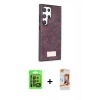 MARSİLYAN™- Galaxy S24 Ultra Kılıf Vadi Klasik Serisi - Siyah AutoKit 5in1 Fiber Polymer Nano Ekran Koruyucu + Raze Metal Kamera Lens - SH