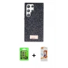 MARSİLYAN™- Galaxy S24 Ultra Kılıf Vadi Klasik Serisi - Siyah AutoKit 5in1 Fiber Polymer Nano Ekran Koruyucu + Raze Metal Kamera Lens - GI
