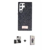 MARSİLYAN™- Galaxy S24 Ultra Kılıf Vadi Klasik Serisi - Siyah Bilvis 3D Cam Ekran Koruyucu + PVD Metal Kamera Lens - DNMR
