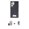 MARSİLYAN™- Galaxy S24 Ultra Kılıf Vadi Klasik Serisi - Siyah Durable Full Glue Curved Cam + Derin Mor Bilvis Titan Kamera Lens