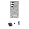 MARSİLYAN™- Galaxy S24 Ultra Kılıf Vadi Klasik Serisi - Siyah Durable Full Glue Curved Cam + Kamera Lens Koruma Cam - SF