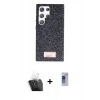 MARSİLYAN™- Galaxy S24 Ultra Kılıf Vadi Klasik Serisi - Siyah Durable Full Glue Curved Hayalet Cam + Kamera Lens Koruma Cam - SF