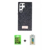 MARSİLYAN™- Galaxy S24 Ultra Kılıf Vadi Klasik Serisi - Siyah Polymer Nano Ekran Koruyucu + Raze Metal Kamera Lens - SI