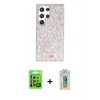 MARSİLYAN™- Galaxy S24 Ultra Kılıf Vadi Klasik Serisi - Siyah Polymer Nano Ekran Koruyucu + Raze Metal Kamera Lens - SI