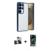 MARSİLYAN™- Galaxy S24 Ultra Kılıf Vadi Minimal - Şeffaf 360 Full Body Arka Koruyucu + PVD Metal Kamera Lens - DNMR