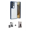 MARSİLYAN™- Galaxy S24 Ultra Kılıf Vadi Minimal - Siyah Bilvis Hayalet Cam Ekran Koruyucu + PVD Metal Kamera Lens - PE