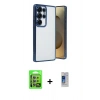 MARSİLYAN™- Galaxy S24 Ultra Kılıf Vadi Minimal - Siyah Durable Full Glue Curved Cam + Raze Metal Kamera Lens - MR
