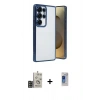 MARSİLYAN™- Galaxy S24 Ultra Kılıf Vadi Minimal - Siyah Durable Full Glue Curved Hayalet Cam + Bilvis Titan Kamera Lens - GD