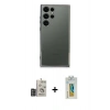 MARSİLYAN™- Galaxy S24 Ultra Kılıf Vadi Minimal - Siyah Polymer Nano Ekran Koruyucu + Bilvis Titan Kamera Lens - DNMR