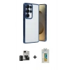 MARSİLYAN™- Galaxy S24 Ultra Kılıf Vadi Minimal - Siyah Polymer Nano Ekran Koruyucu + PVD Metal Kamera Lens - SH