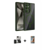 MARSİLYAN™- Galaxy S24 Ultra Kılıf Yadigar Asil Koleksiyonu - Siyah AutoKit 5in1 Fiber Hayalet Polymer Nano Ekran Koruyucu + PVD Metal Kamera Lens - SH
