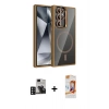 MARSİLYAN™- Galaxy S24 Ultra Kılıf Yadigar Asil Koleksiyonu - Siyah AutoKit 5in1 Fiber Polymer Nano Ekran Koruyucu + PVD Metal Kamera Lens - DNMR