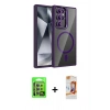 MARSİLYAN™- Galaxy S24 Ultra Kılıf Yadigar Asil Koleksiyonu - Siyah AutoKit 5in1 Fiber Polymer Nano Ekran Koruyucu + Raze Metal Kamera Lens - MR