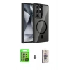 MARSİLYAN™- Galaxy S24 Ultra Kılıf Yadigar Asil Koleksiyonu - Siyah Bilvis 3D Cam Ekran Koruyucu + Raze Metal Kamera Lens - GS