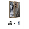 MARSİLYAN™- Galaxy S24 Ultra Kılıf Yadigar Asil Koleksiyonu - Siyah Durable Full Glue Curved Cam + PVD Metal Kamera Lens - SH